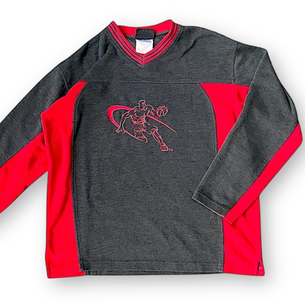 Vintage And1 Gray and Red Long Sleeve Crewneck Athletic Sweatshirt